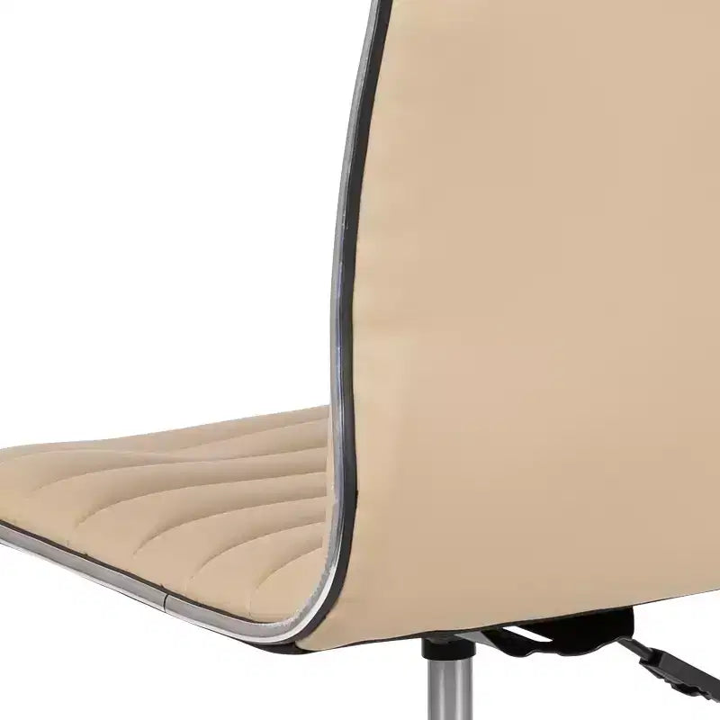 Low Back Armless Ribbed Swivel Task Office Chair, Vinyl Upholstery, 250 LBS Capacity