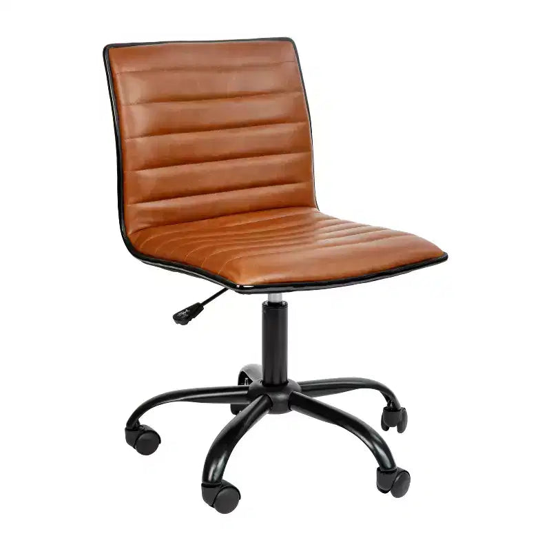 Low Back Armless Ribbed Swivel Task Office Chair, Vinyl Upholstery, 250 LBS Capacity