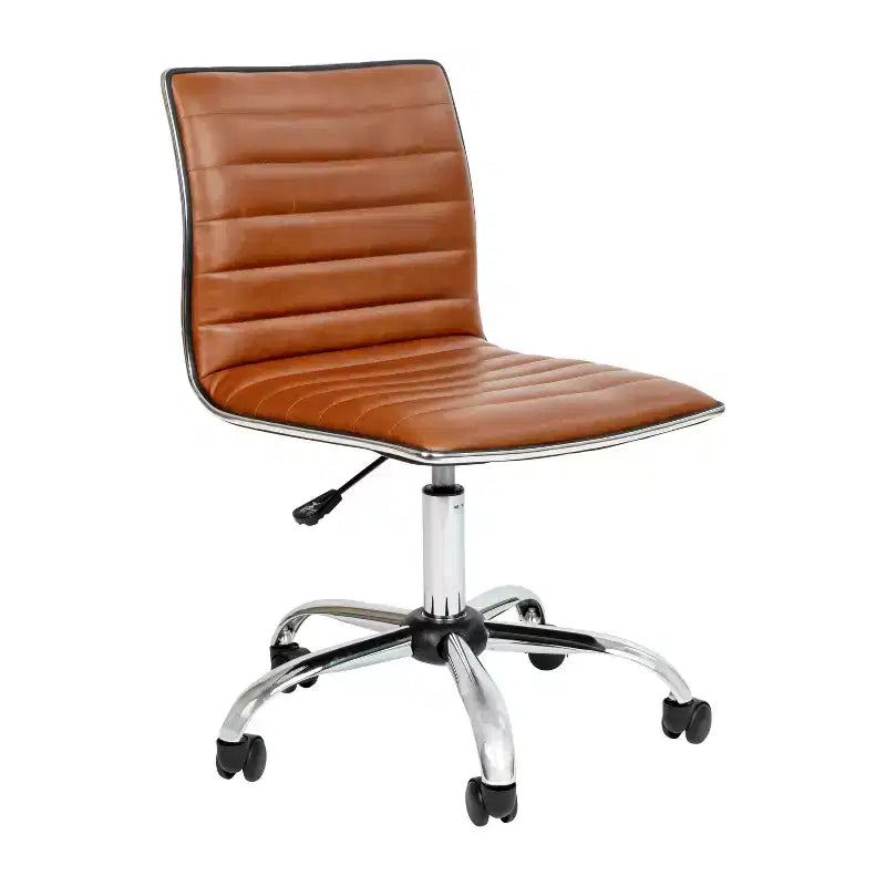 Low Back Armless Ribbed Swivel Task Office Chair, Vinyl Upholstery, 250 LBS Capacity