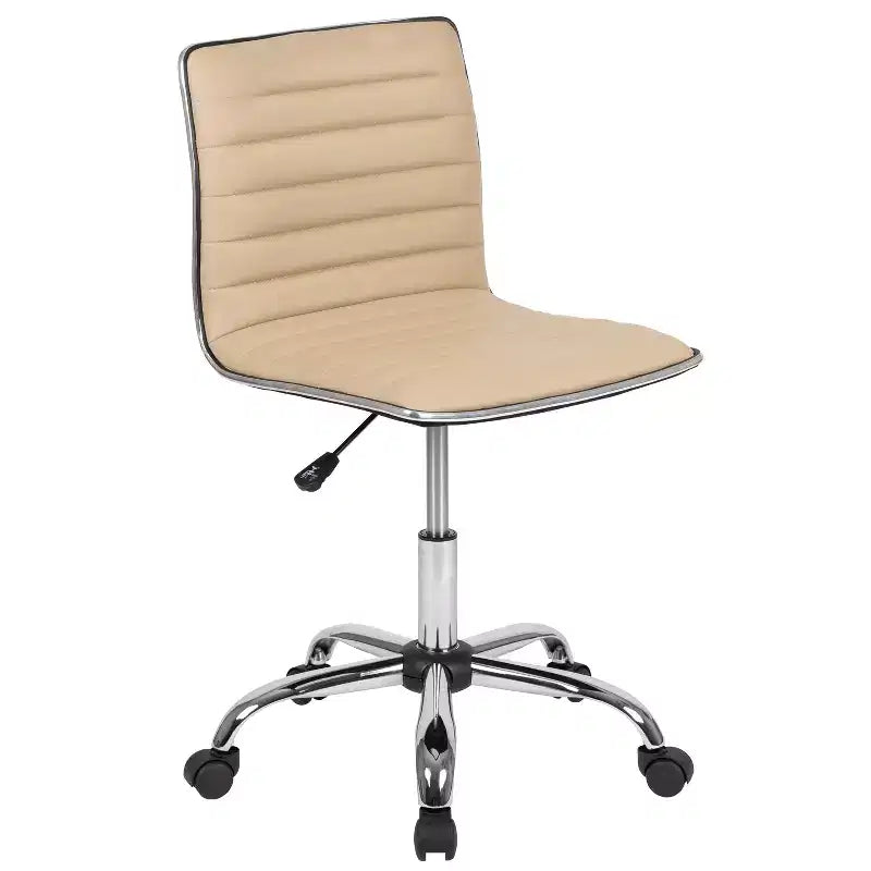 Low Back Armless Ribbed Swivel Task Office Chair, Vinyl Upholstery, 250 LBS Capacity