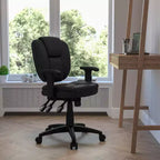 Mid-Back Multifunction Swivel Ergonomic Task Office Chair with Pillow Top Cushioning & Adjustable Arms