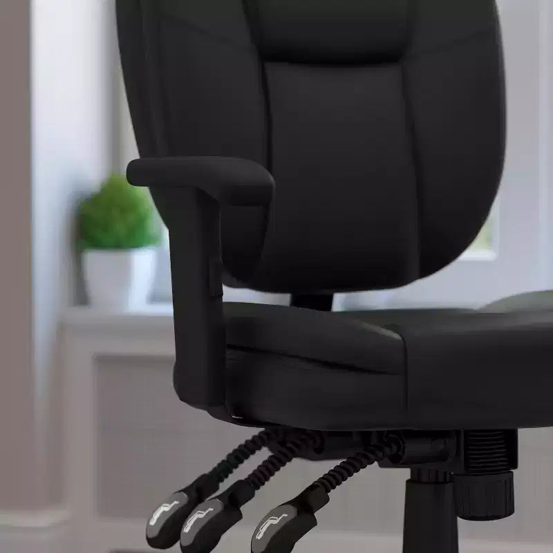 Mid-Back Multifunction Swivel Ergonomic Task Office Chair with Pillow Top Cushioning & Adjustable Arms