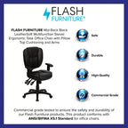 Mid-Back Multifunction Swivel Ergonomic Task Office Chair with Pillow Top Cushioning & Adjustable Arms