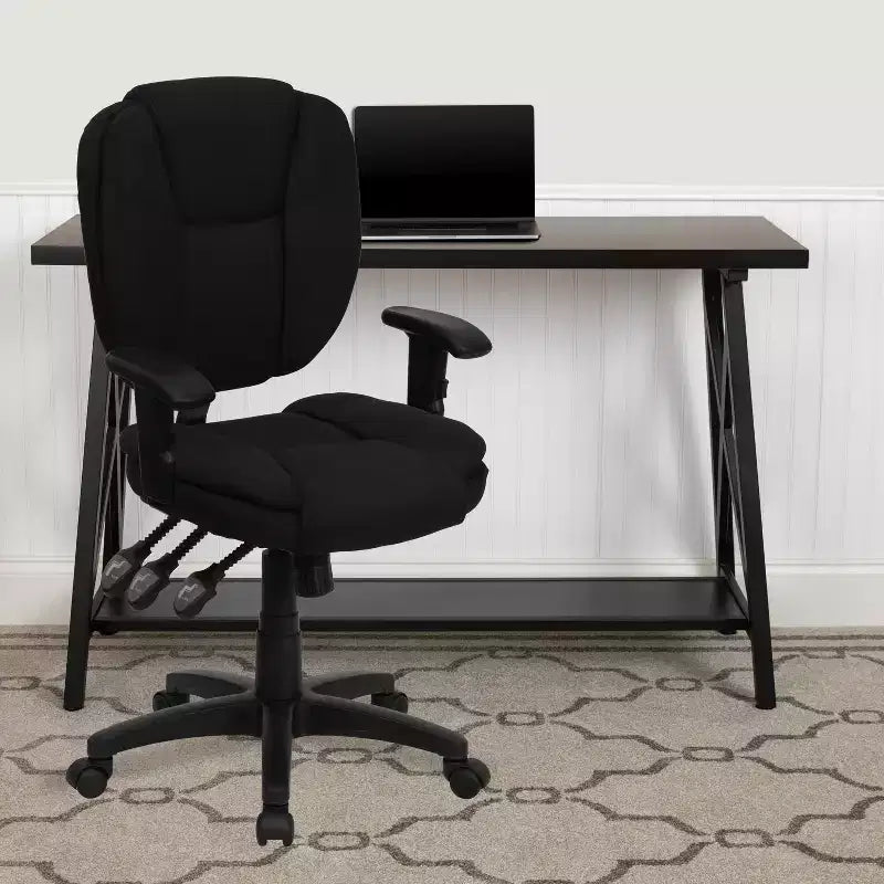 Mid-Back Multifunction Swivel Ergonomic Task Office Chair with Pillow Top Cushioning & Adjustable Arms