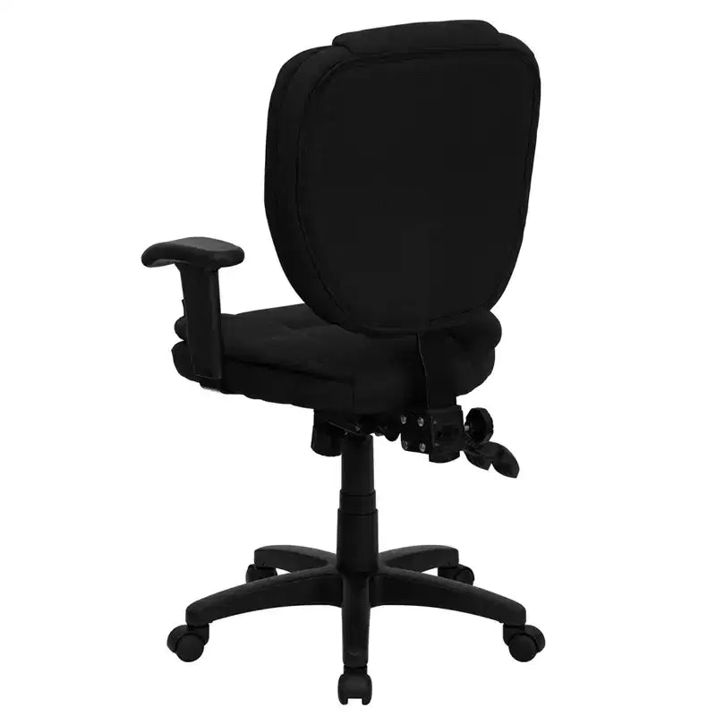Mid-Back Multifunction Swivel Ergonomic Task Office Chair with Pillow Top Cushioning & Adjustable Arms