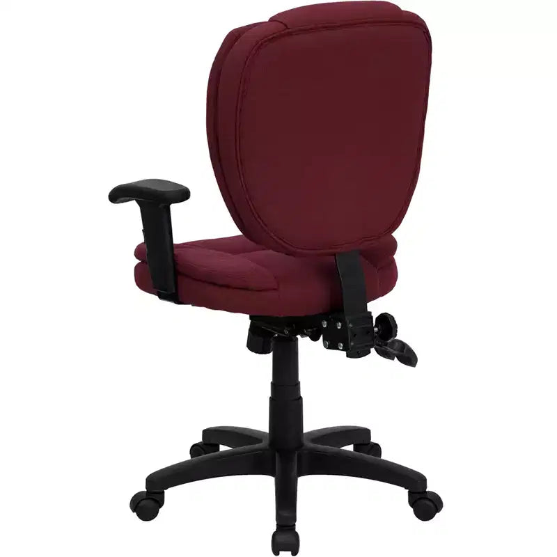 Mid-Back Multifunction Swivel Ergonomic Task Office Chair with Pillow Top Cushioning & Adjustable Arms