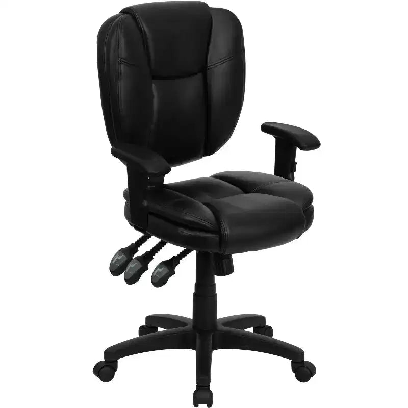 Mid-Back Multifunction Swivel Ergonomic Task Office Chair with Pillow Top Cushioning & Adjustable Arms