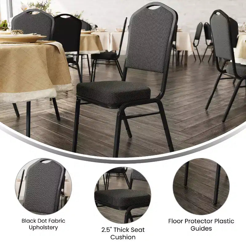 Crown Back Stacking Banquet Chair, 500 LBS Capacity, Upholstered, Commercial Grade
