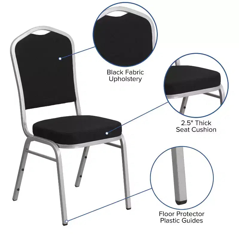 Crown Back Stacking Banquet Chair, 500 LBS Capacity, Upholstered, Commercial Grade