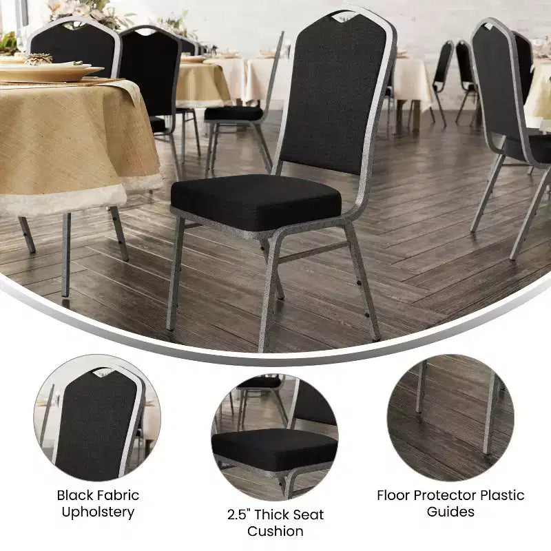 Crown Back Stacking Banquet Chair, 500 LBS Capacity, Upholstered, Commercial Grade