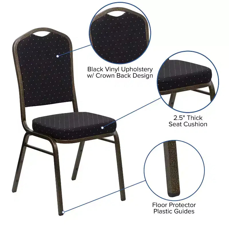 Crown Back Stacking Banquet Chair, 500 LBS Capacity, Upholstered, Commercial Grade