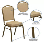 Crown Back Stacking Banquet Chair, 500 LBS Capacity, Upholstered, Commercial Grade