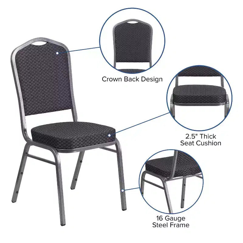 Crown Back Stacking Banquet Chair, 500 LBS Capacity, Upholstered, Commercial Grade