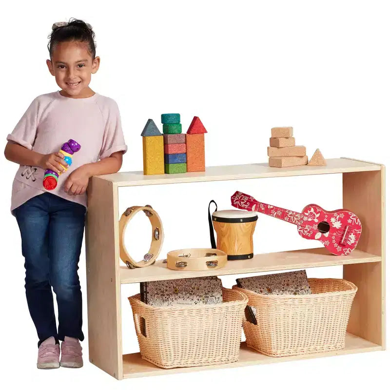 2-Shelf Double-Sided Storage Cabinet, 24", Birch Plywood, Classroom & Playroom Organizer